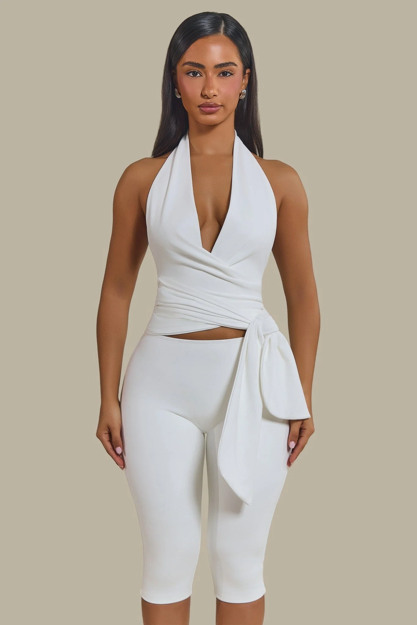 The Maryam Multiway Plunge Crop Top in White - Image 5