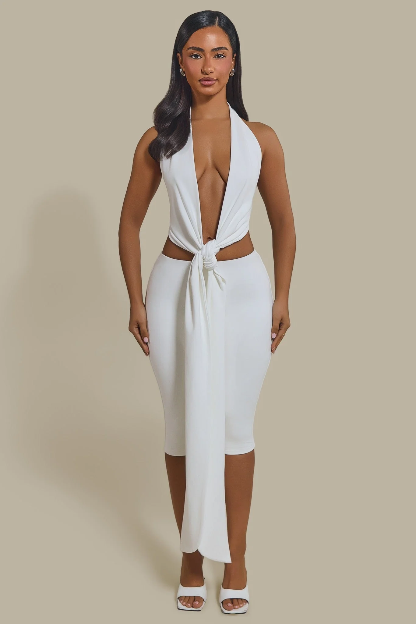 The Maryam Multiway Plunge Crop Top in White - Image 8