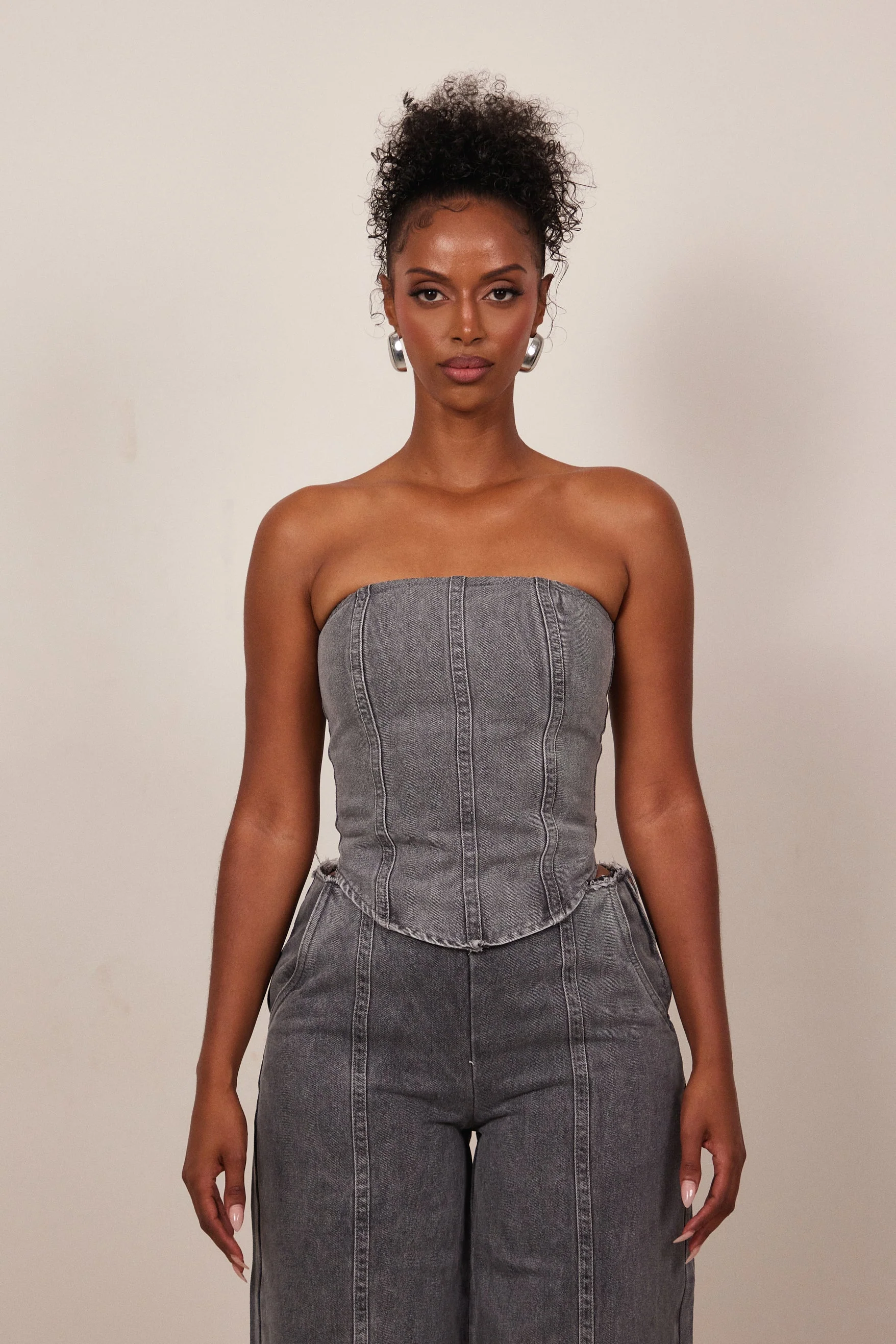 The Brooke Corset in Grey Wash - Image 2