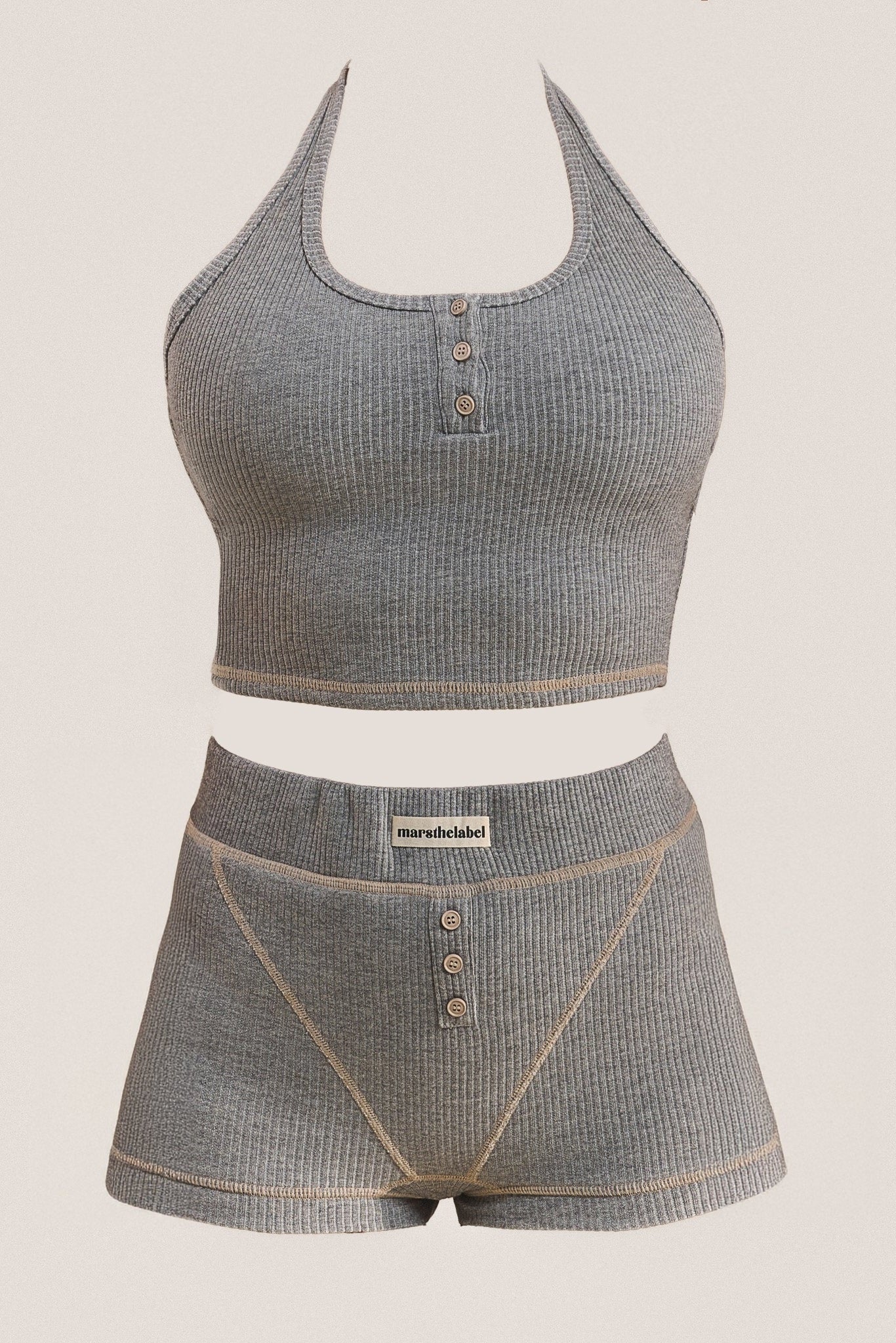 The Ribbed Vest Top in Grey - Image 6