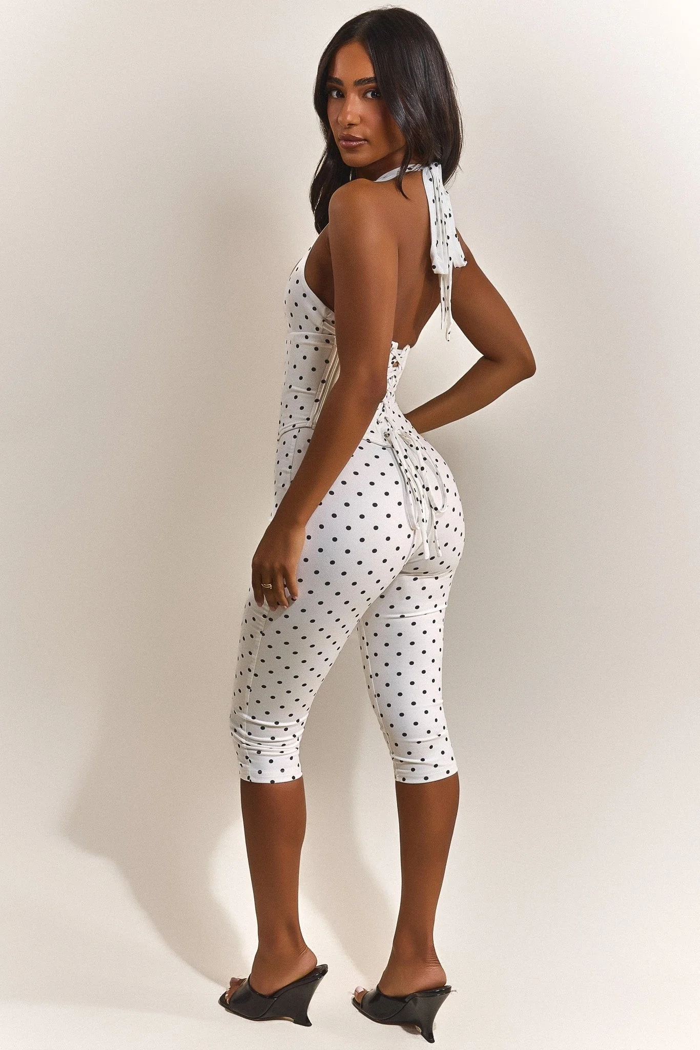 The Sandra Capri Jumpsuit in Polka Dot - Image 3