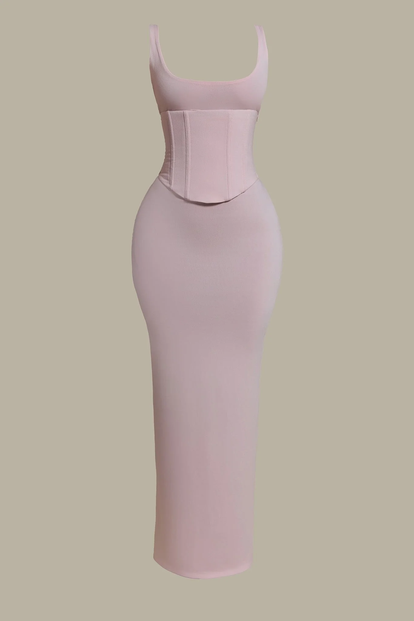 The Sandra Scoop Corset Maxi Dress in Baby Pink - Image 7