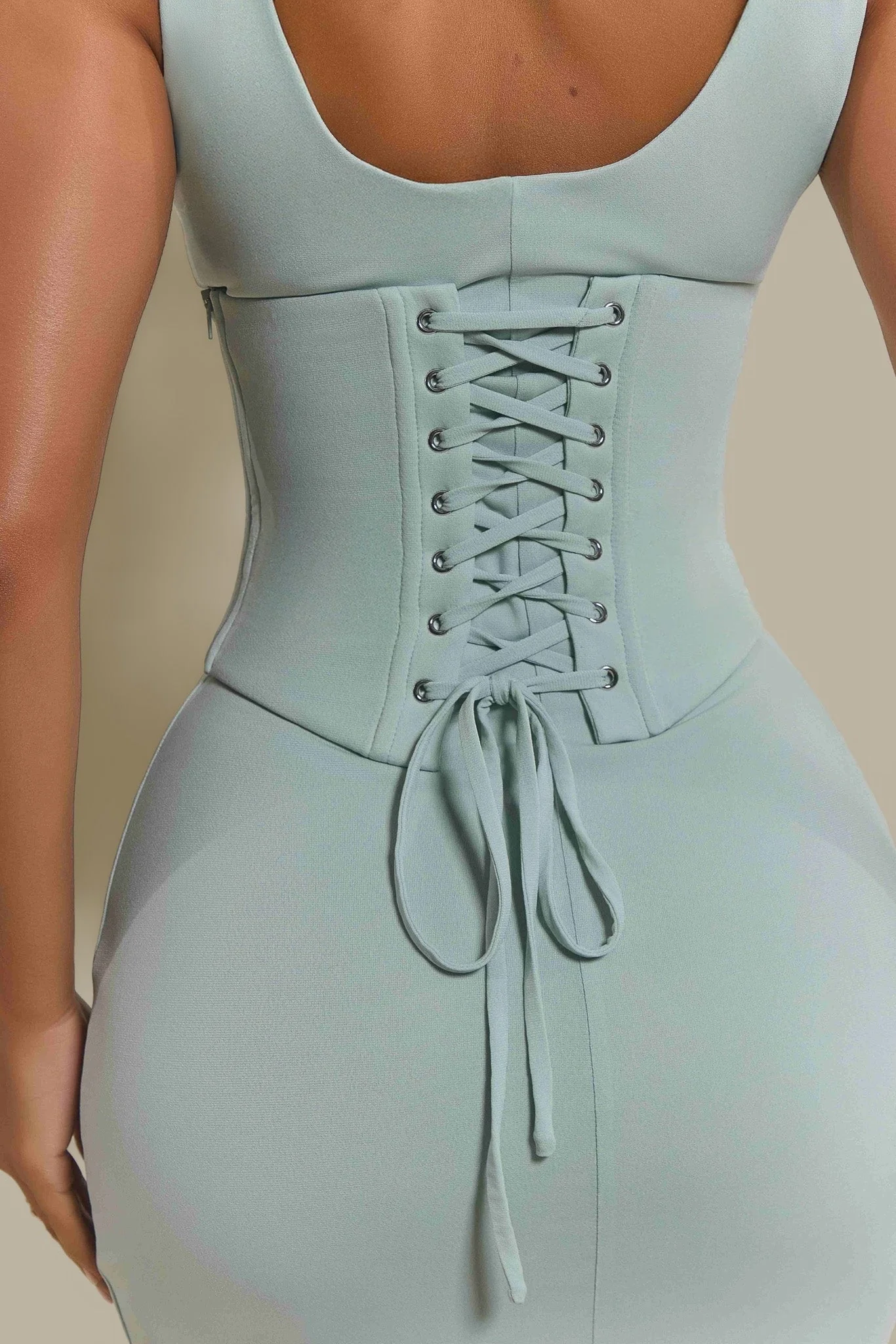 The Sandra Scoop Corset Maxi Dress in Light Blue - Image 6
