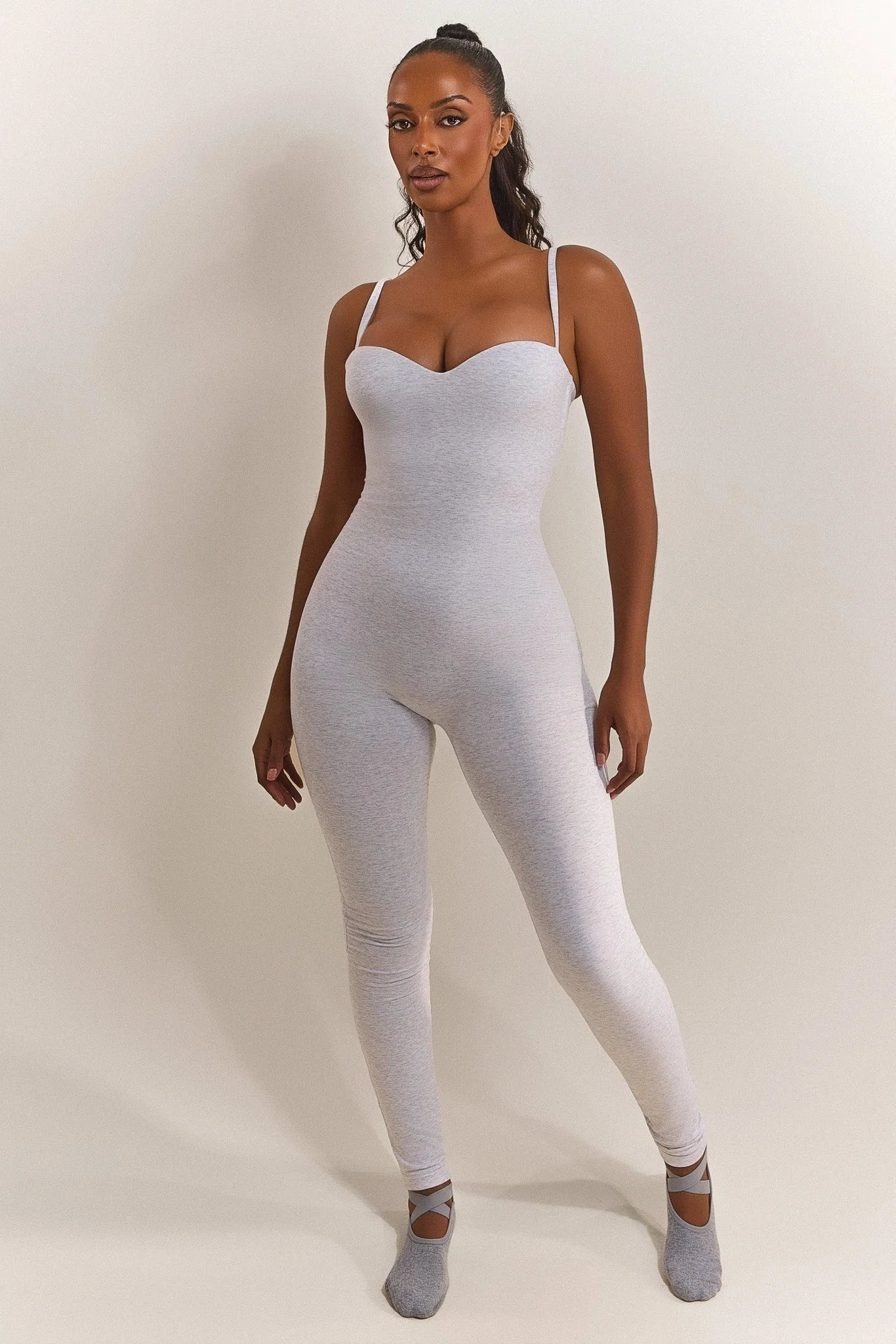 The Sculpt Jumpsuit in Grey Marl - Image 3