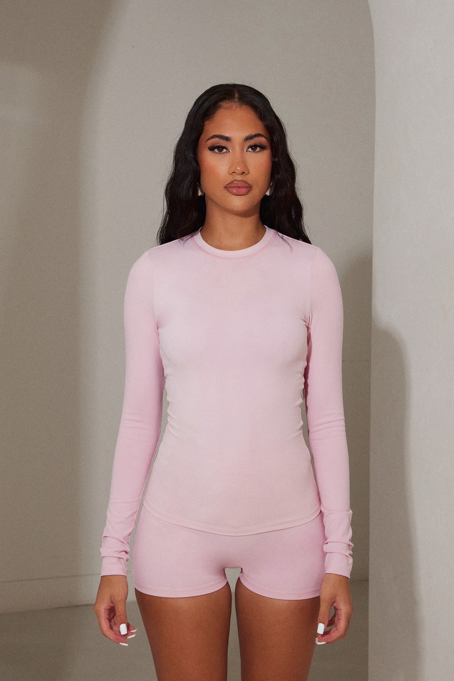 The Sculpt Long Sleeve Tee in Pink
