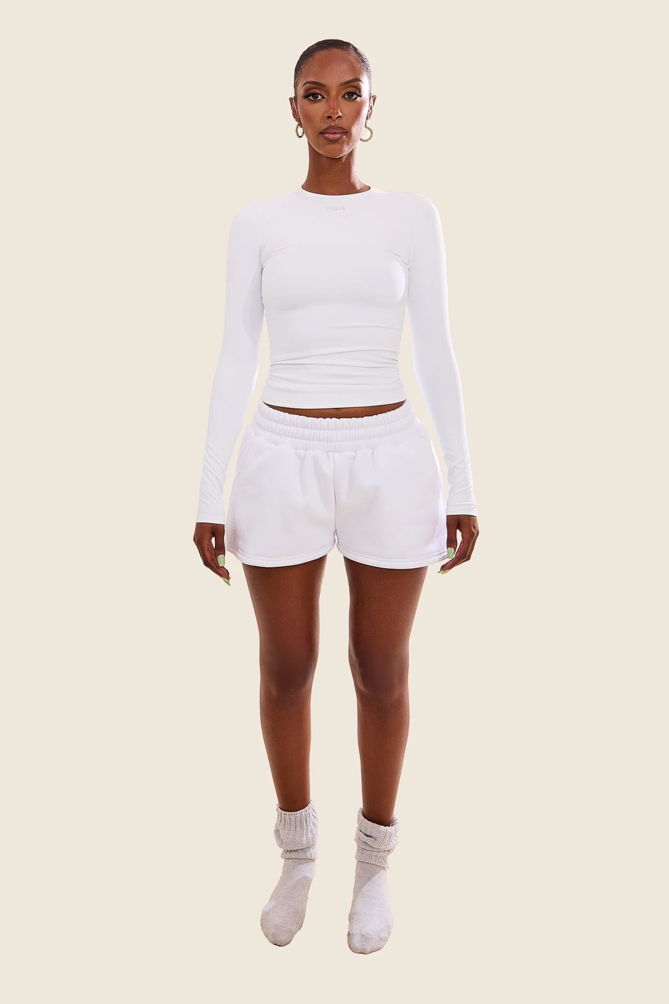 The Sculpt Long Sleeve Top in White - Image 8