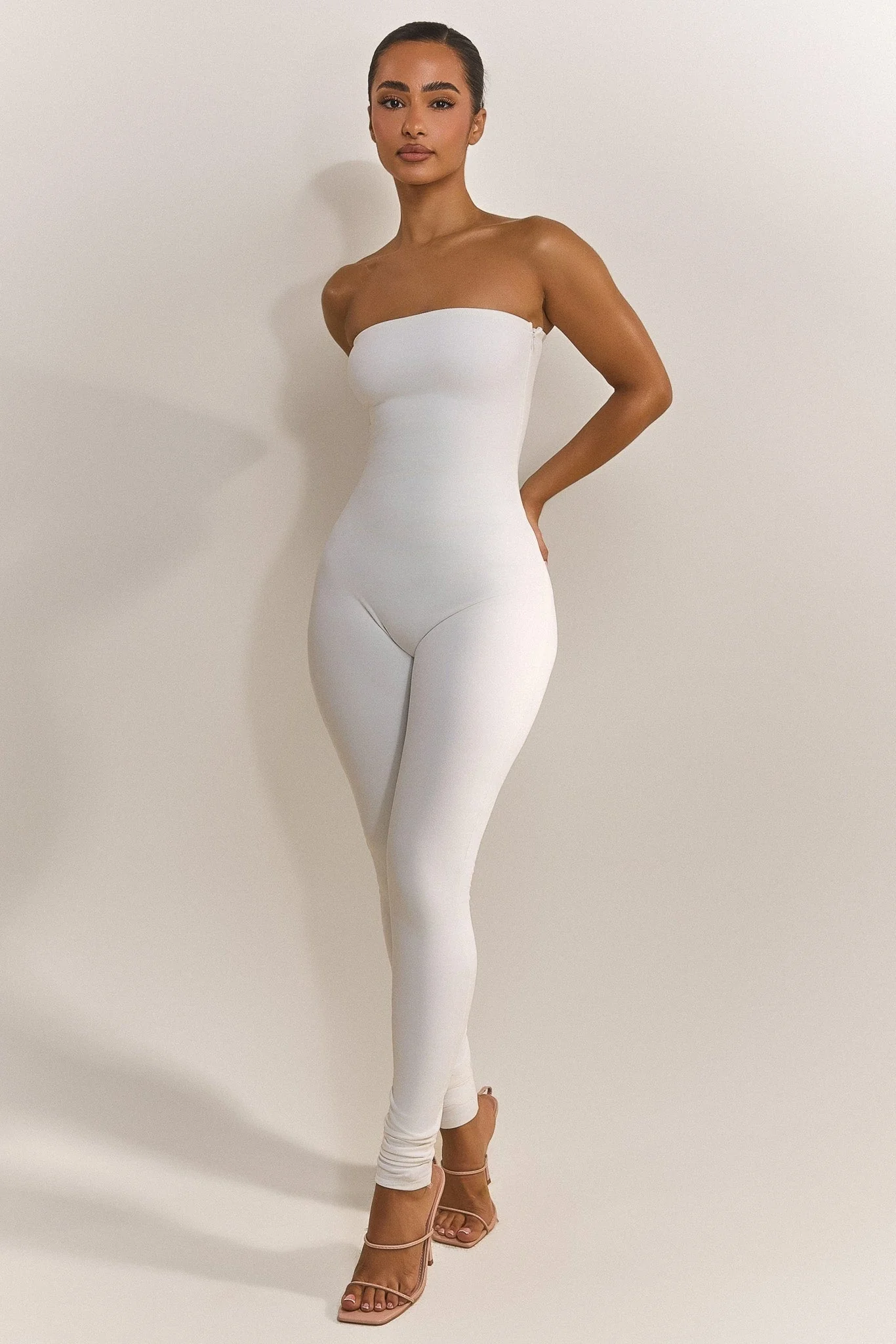 The Sculpt Long Unitard in White - Image 5