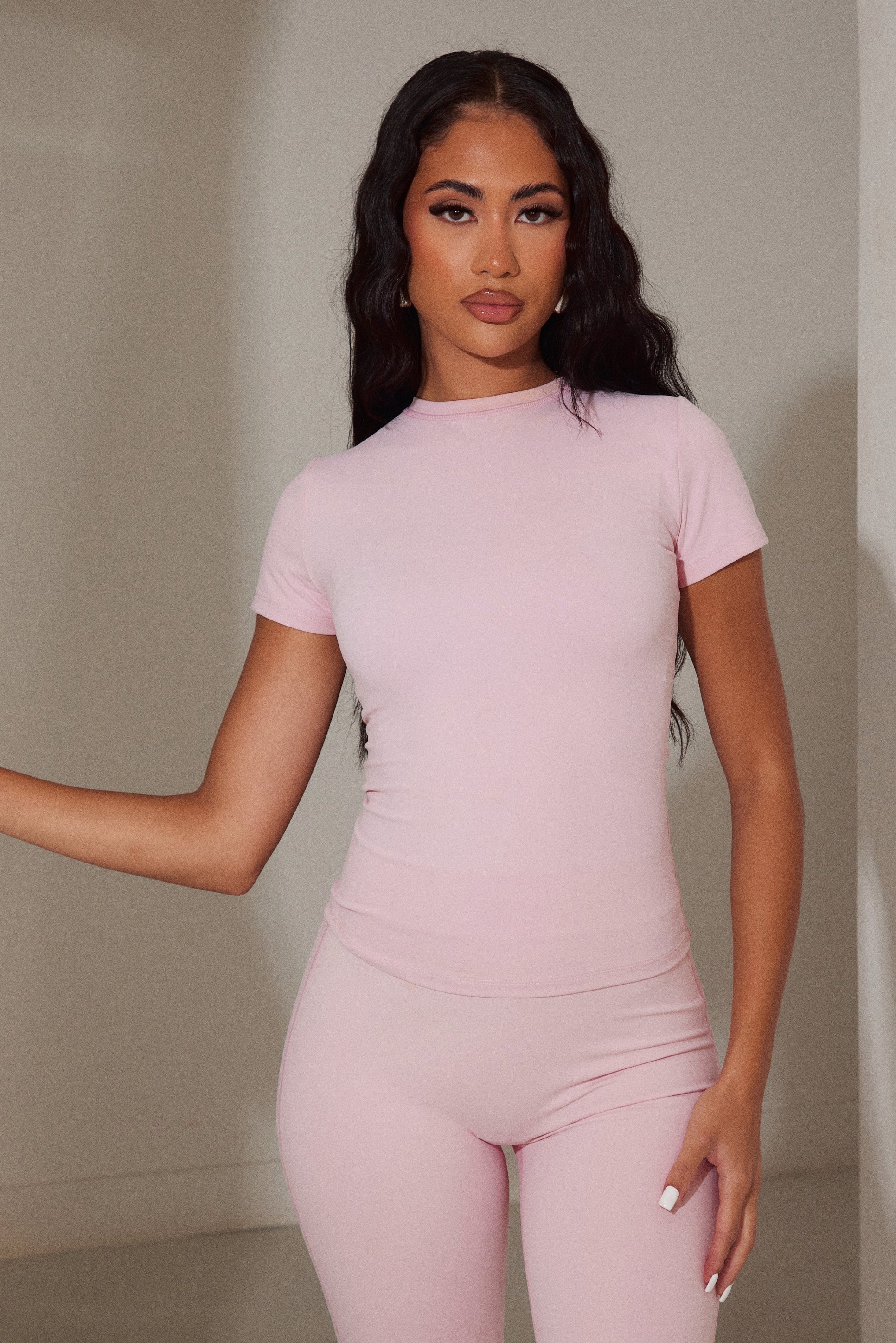 The Sculpt Short Sleeve Tee in Pink - Image 3