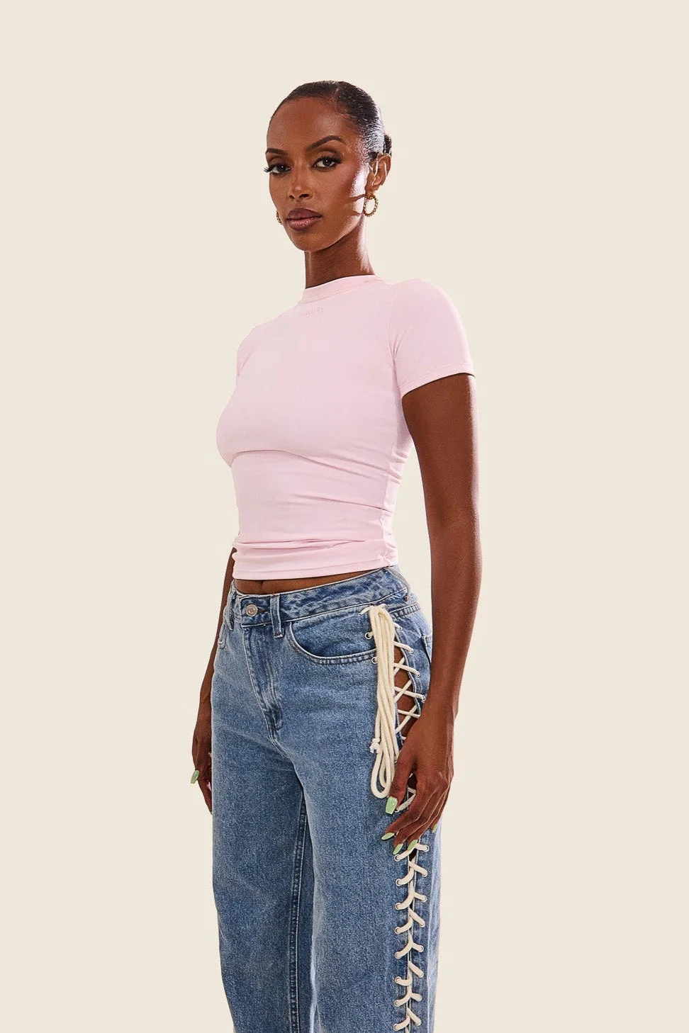 The Sculpt Short Sleeve Top in Pink - Image 9