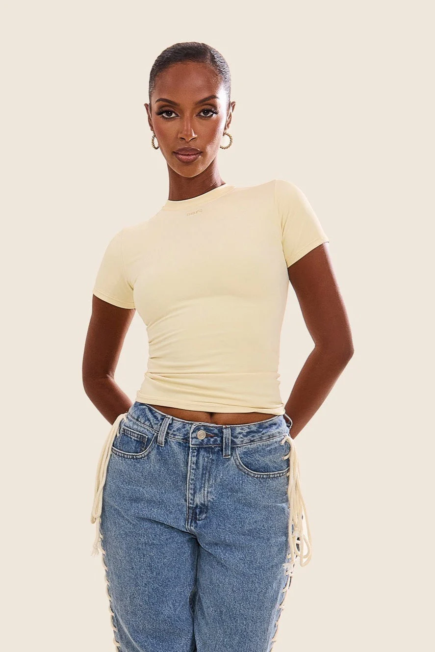 The Sculpt Short Sleeve Top in Yellow - Image 8