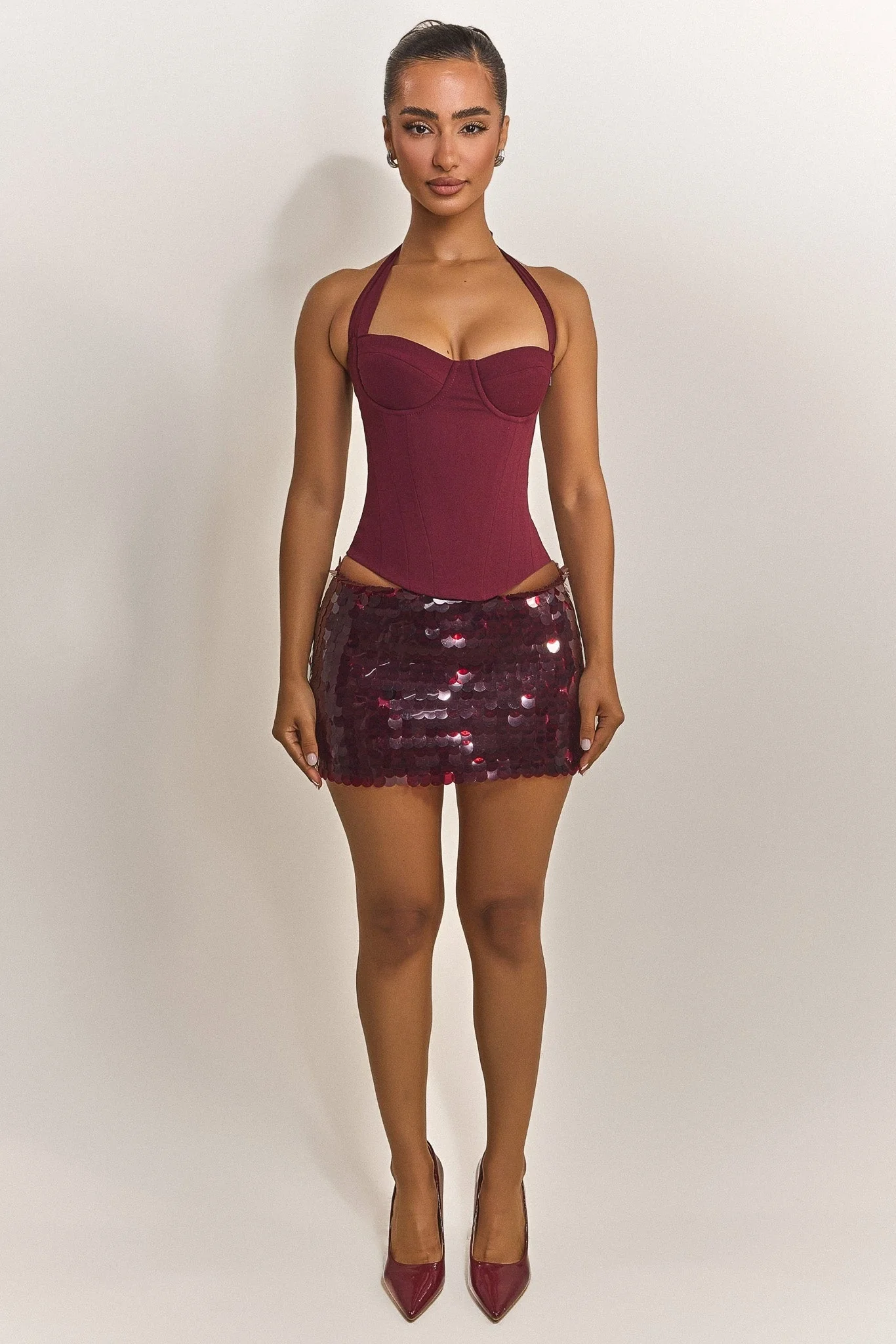 The Shimmi Mini Skirt in Red - Image 2