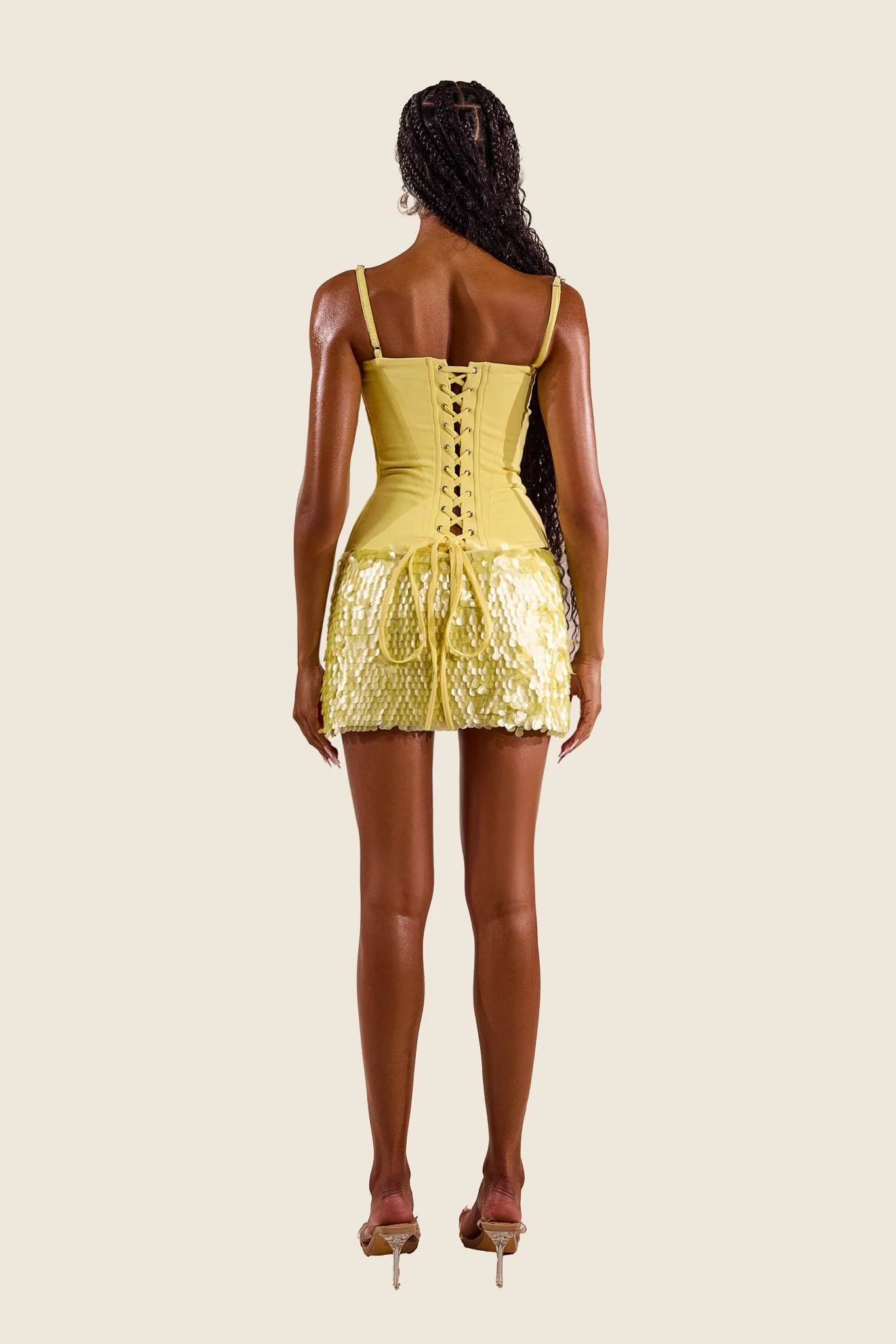 The Shimmi Mini Skirt in Lemon - Image 3