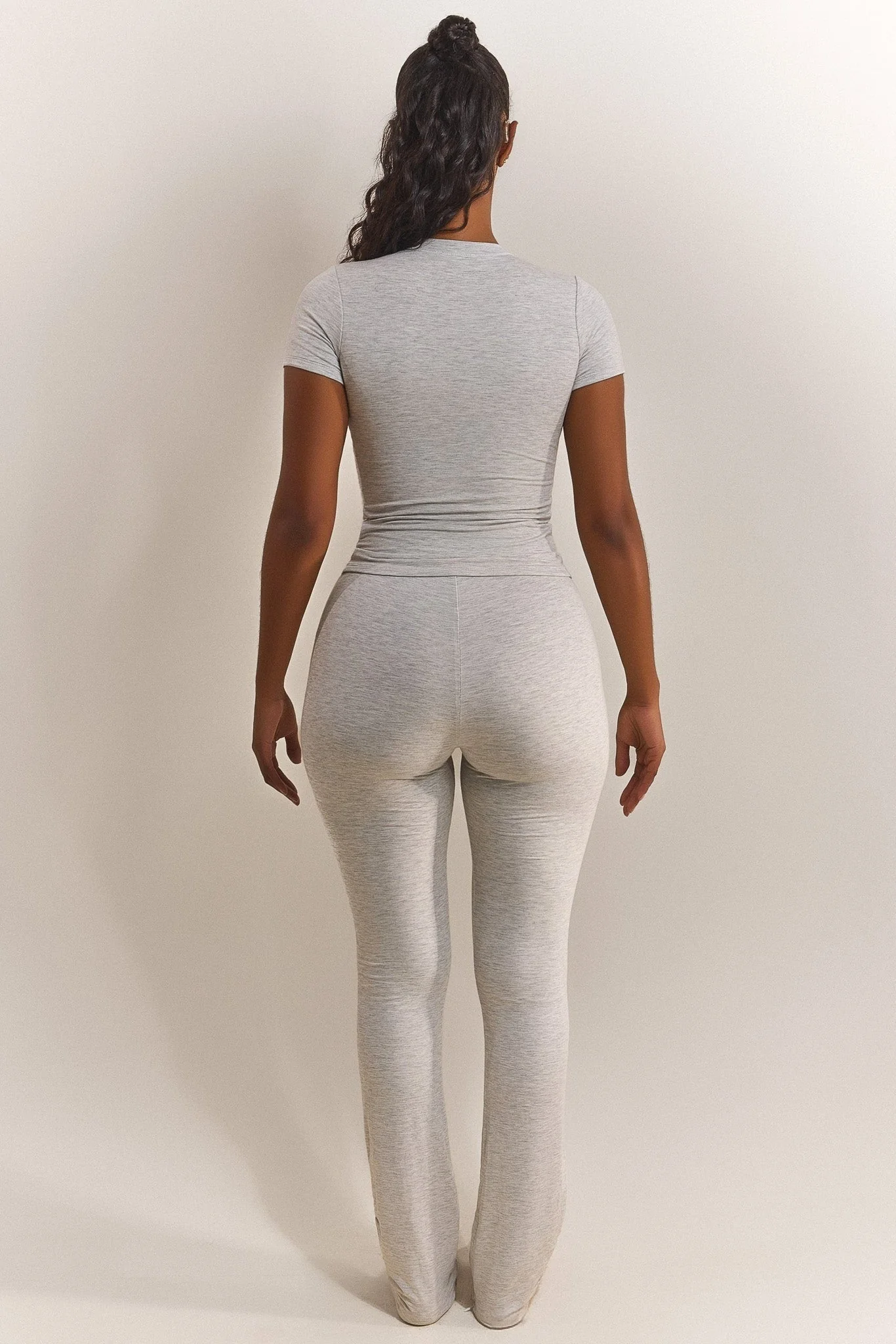 The Short Sleeve Cotton Top in Grey Marl - Image 4