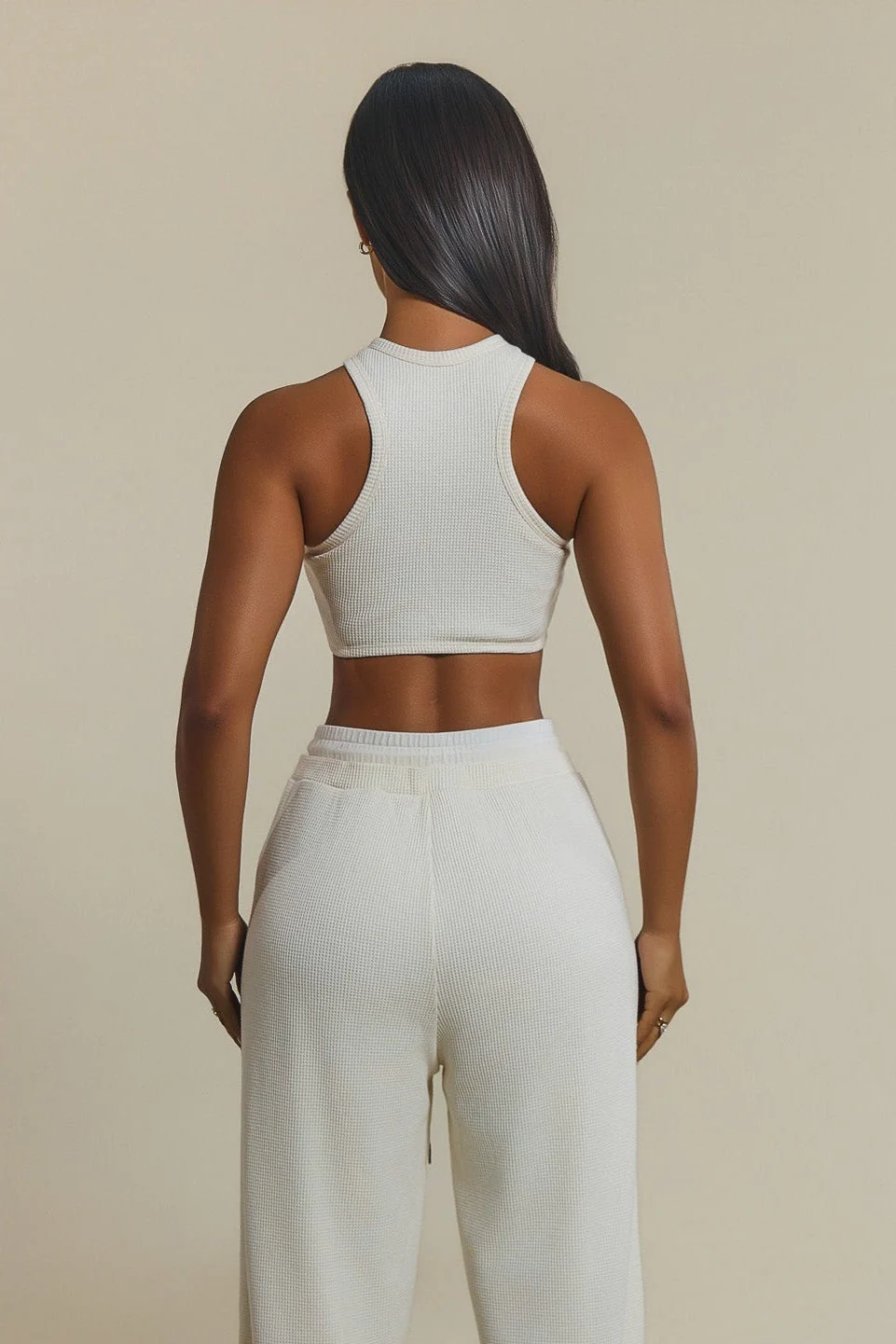 The Waffle Embroidered Bralet Top in Cream - Image 4