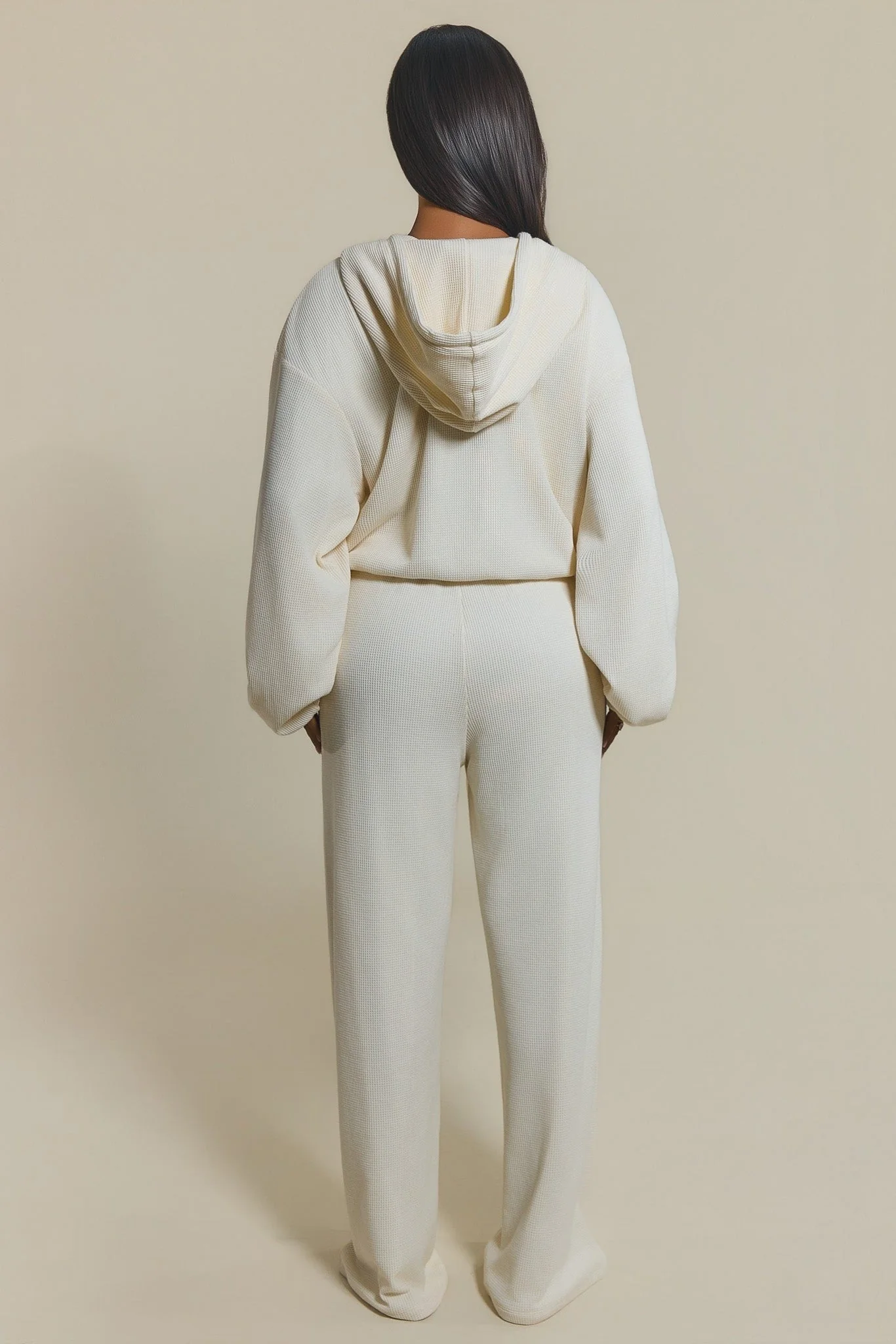 The Waffle Oversized Embroidered Jacket in Cream - Image 3