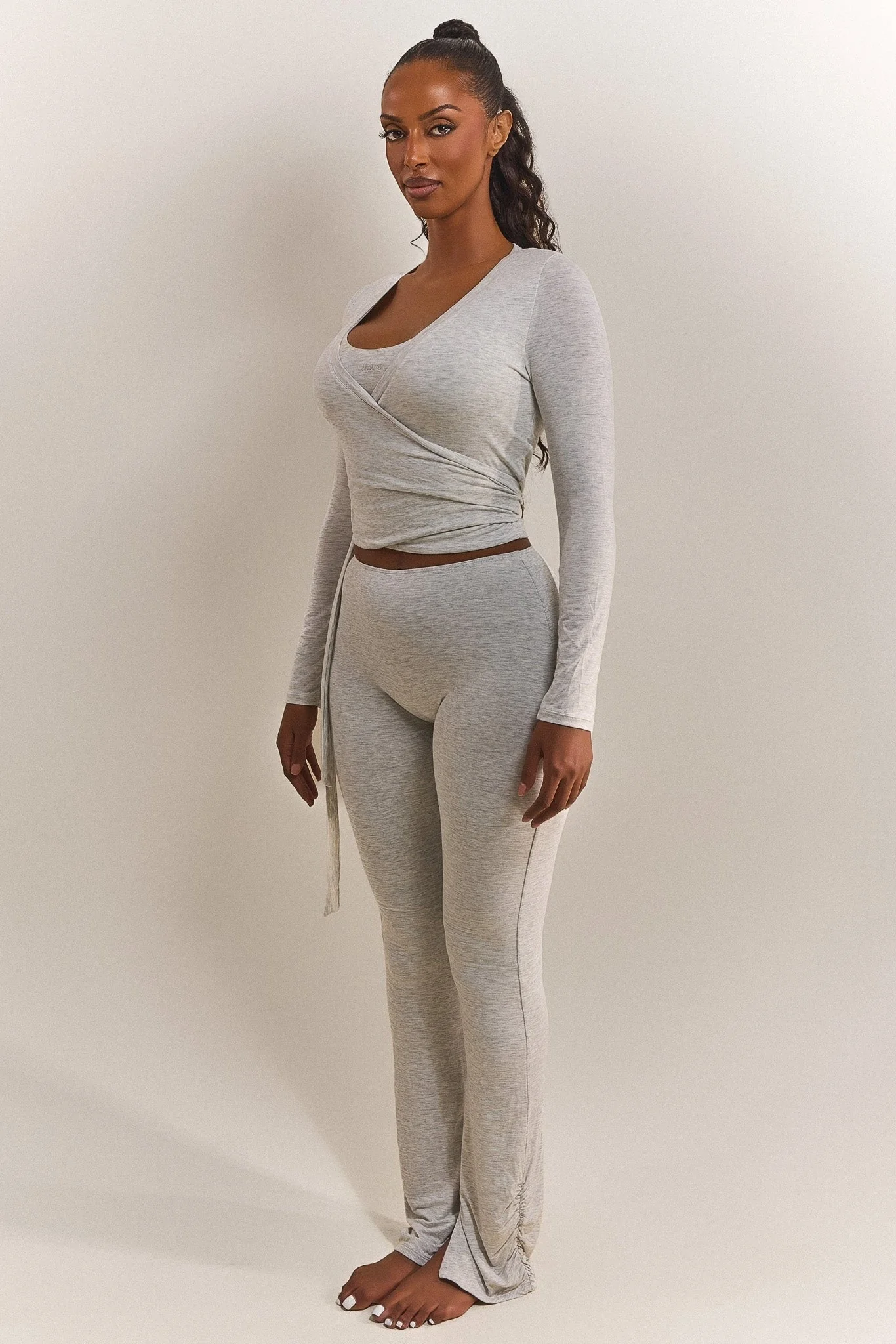 The Wrap Top in Grey Marl - Image 3