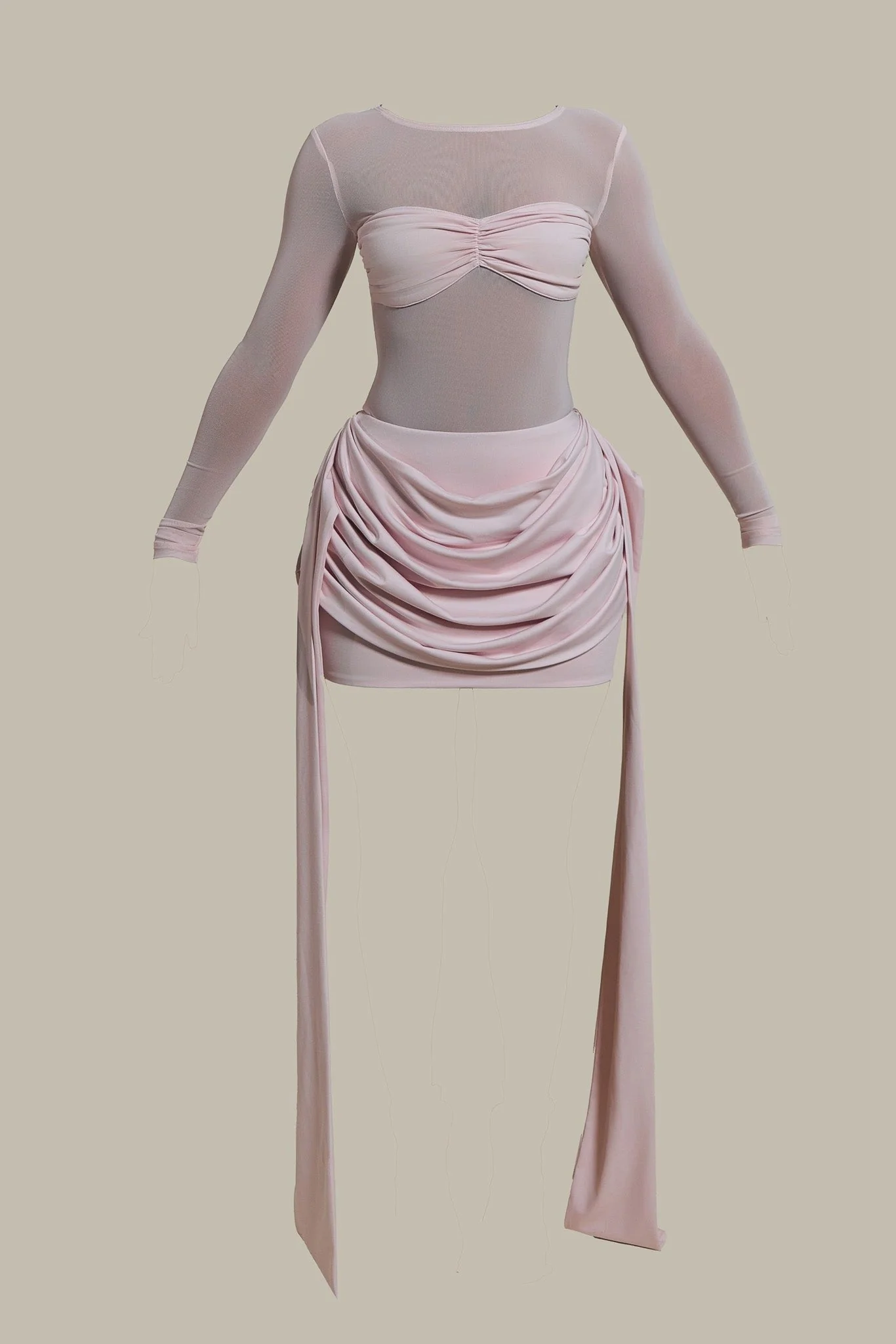 The Yara Draped Mini Skirt in Baby Pink - Image 7
