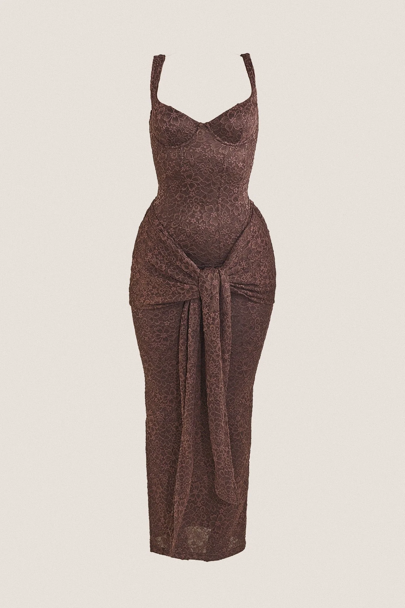 The Tie Front Maxi Dress in Brown - Image 6