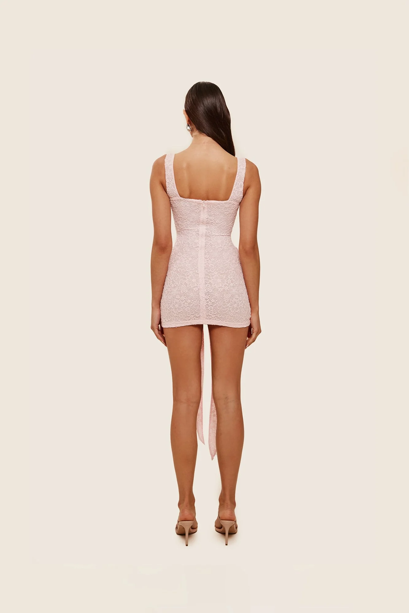 Tie Front Lace Mini in Pink - Image 3