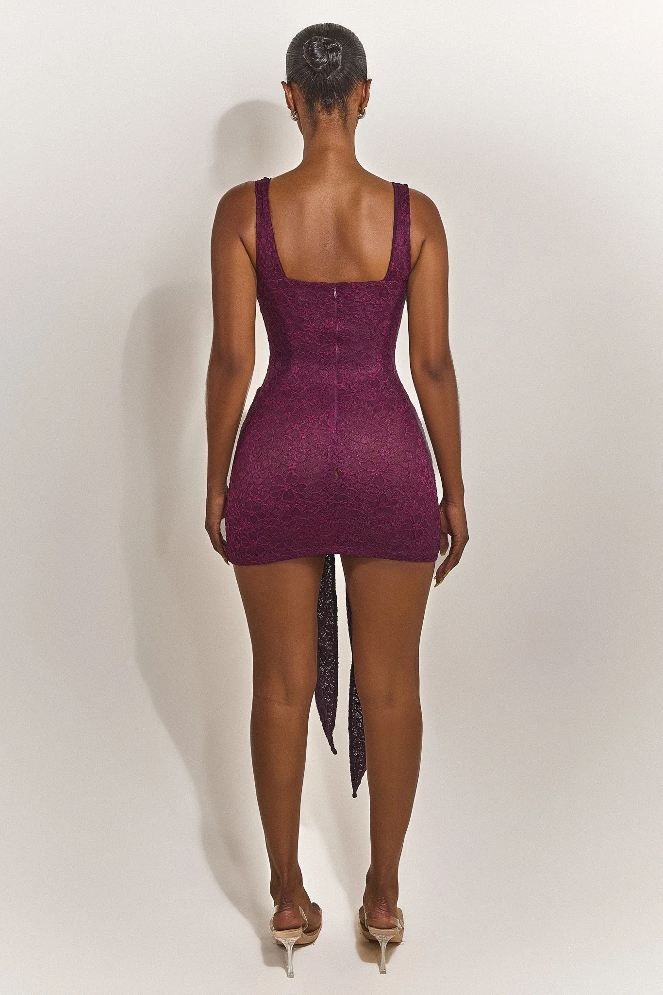 Tie Front Lace Mini in Plum - Image 5