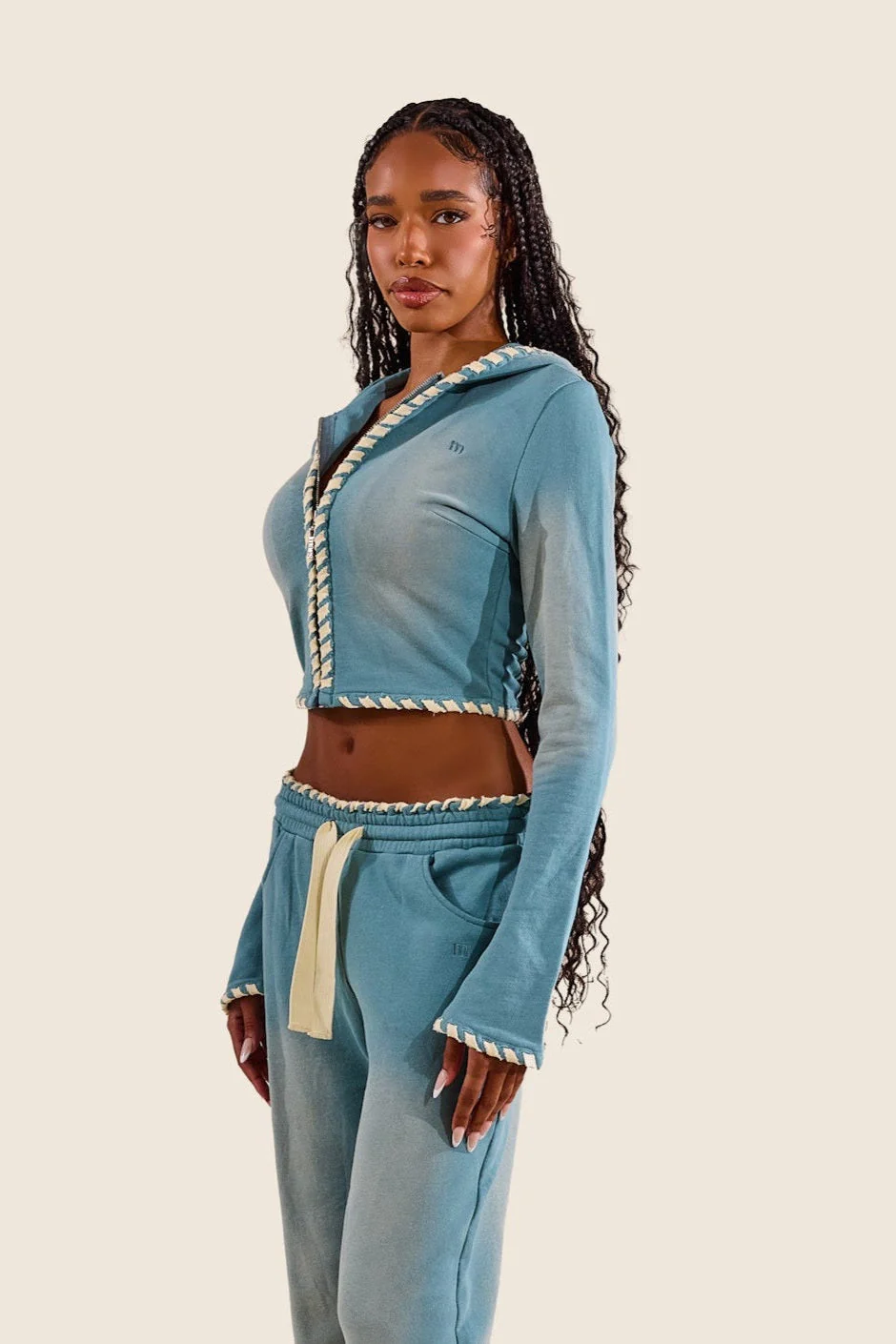 Trim Detail Wash Zip Hoodie - Image 2